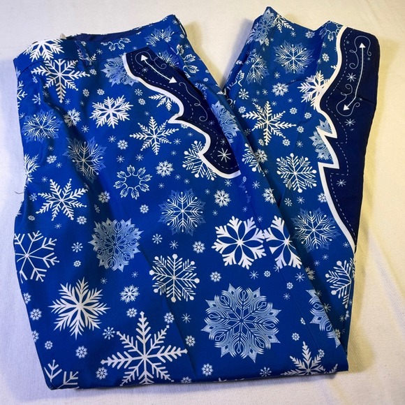 Shinesty Snowflake Western Suit Jacket 50 Pants 46x35 Blue White Holiday Party - Picture 12 of 16